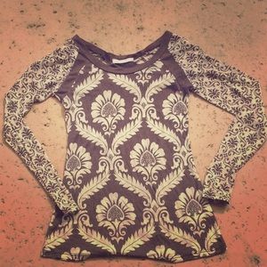 Antique patterned brown and white shirt